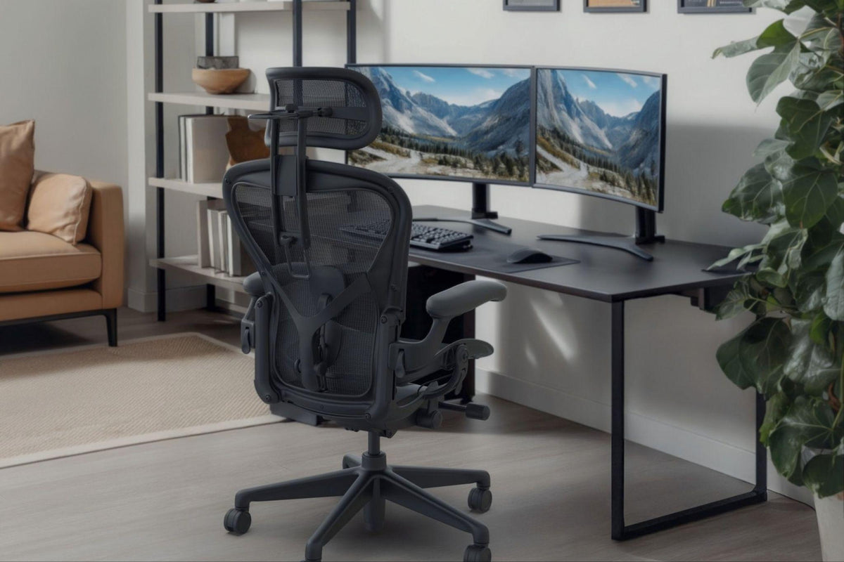 Herman Miller Aeron chair with replacement parts and ergonomic upgrade accessories for improved comfort